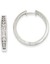 14k White Gold Diamond Hinged Hoop Earrings