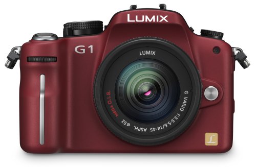 Panasonic Lumix DMC-G1K SLR-Digitalkamera (12 Megapixel, LiveView) rot inkl. Vario 14-45 mm F3,5-5,6