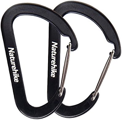 6.5cm Locking Carabiner Aluminum D Clip Camping Hooks Aluminum Camping Carabiner Fishing Carabiner Hiking Backpack Keychain 2 Pack