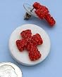 Cross with Red Crystal Studs Earrings - Red Cross Earrings