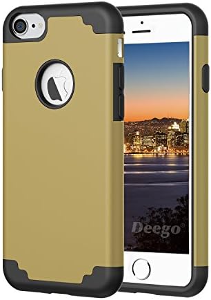 YoTwo iPhone 7 Case,Bumper Style Slim Fit Dual Layer Protective Cover for iPhone 7 (2016)Gold-Black