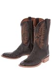Lucchese 'T4381' Quill Ostrich Cowboy Boots H/D Mens - Black
