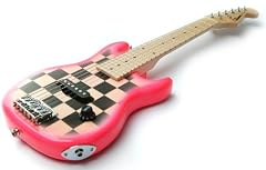Chequered Pink Childrens Guitar: 1/2 size Childs Electric Guitar for Kids Beginners aged 5-9