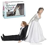 Reluctant Groom Dragging Humorous Wedding Cake Topper Decoration