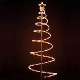 Spiral Rope Light Christmas Tree, Multi Coloured (6ft)