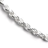 Sterling Silver 3mm Diamond Cut Rope Chain Necklace 20in