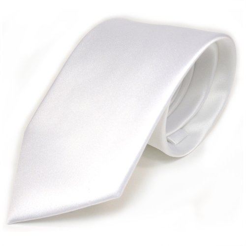 Designer Satin Krawatte weiss schneeweiss uni 