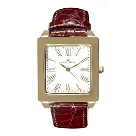 AK Anne Klein Women's Gold-Tone Leather Watch #108210MPBN