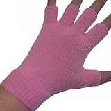 PINK UNISEX WARM HALF FINGER STRETCHY KNIT GLOVES