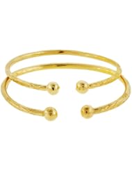 Baby Solid Sterling Silver West-Indian Bangle Set Plated with 14K Gold 42 Grams