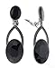 Women's Oval Gemstone Rhinestone Accent Clip On Dangling Fashion Earrings