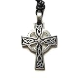 Saint Petroc Cross Pewter Pendant with Adjustable Cord Necklace