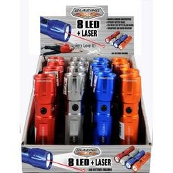  Blazing LEDz 8 White + Laser Flashlight Case Pack 16 