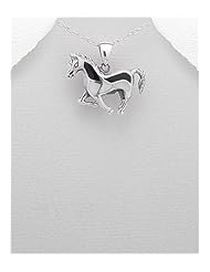 Horse Resin Pendant Necklace In 92.5 Sterling Silver