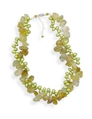 Citrine and Green Cultured Freshwater Pearl Twist Necklace