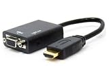 HDMI to VGA (D-SUB) 変換 アダプター (音声出力 3.5mm ケーブル 付)