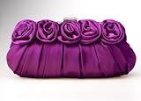 Rose Clutch, Satin Purple Evening Handbag, Gift Idea
