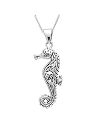 CGC Sterling Silver Celtic Seahorse Pendant with 18 Inch Box Chain Necklace