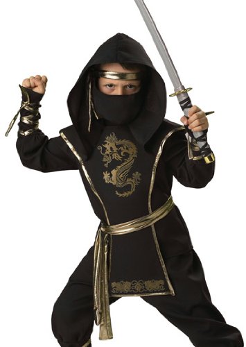 In Character Kids Ninja Warrior Outfit + Sword Halloween Costume 6