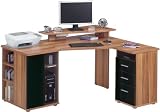 Jahnke Walnut and Black Corner Computer Workstation