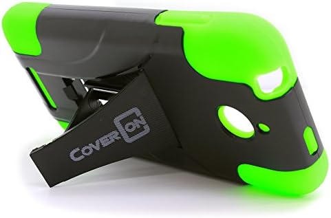 HTC Desire 510 Case, CoverON® For HTC Desire 510 (Cricket 2014) Premium Durable Rugged Shell Hybrid Protective Phone Case Cover with Built in Kickstand - Black Neon Green