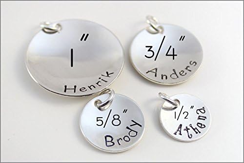 Personalized Sterling Silver Disc Pendant in Sizes 1/2 Inch, 5/8 Inch, 3/4 Inch, &amp; 1 Inch | Add On to Necklace or Bracelet