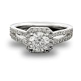 1.70 ct F Vs-2 round cut diamond engagement ring, micro pave style, 18kt white gold