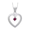 Sterling Silver 0.13 ct. Ruby Heart Pendant with Chain