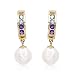 14K Yellow Gold Pearl and 0.12 CTW Amethyst Ladies title=