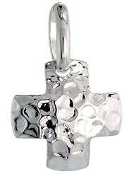 Sterling Silver Cross Pendant Hammered-finish Made in Italy, 3/4 inch tall