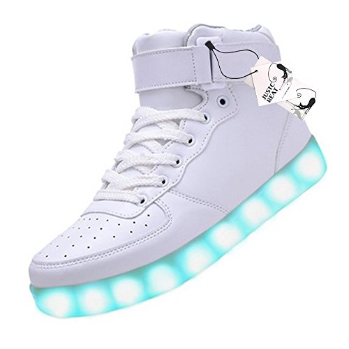 JustCreat Women Men High Top USB Charging LED Shoes Flashing Sneakers
