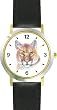 Cougar Cat - JP - WATCHBUDDY&reg; DELUXE TWO-TONE THEME WATCH - Arabic Numbers - Black Leather Strap-Size-Large ( Men's Size or Jumbo Women's Size )