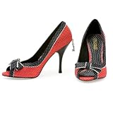 3 Inch High Heel Sexy Pump Shoes Peep Toe Pumps Black Red Polka Dot