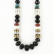 Southwestern Faceted Black Onyx Gemstone Bead, Sterling Silver and Gold 30" Necklace by Native American Artist Tommy Singer, #7683