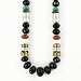 Southwestern Faceted Black Onyx Gemstone Bead, Sterling Silver and Gold 30" Necklace by Native American Artist Tommy Singer, #7683