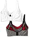 Leading Lady Women's Nursing Bra Wireless Cotton (2-Pack),White/Gray Stripe, 44DDD