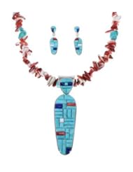 Turquoise Lapis Multicolor Jewelry Silver Necklace Set HS24851