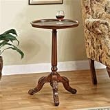 Accent End Table with Acanthus Carved Tripod Base in Medium Mahogany Finish
