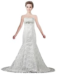 Strapless Crystal Vintage Lace Off the Shoulder Mermaid  Dress