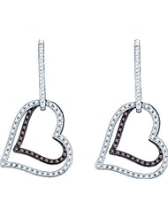 10KT White Gold 0.55 CTW COGNAC Diamond Ladies HEART Earrings