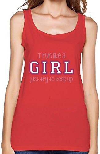 Feiiyiff Women's Run Like Girl Art Vest Red M