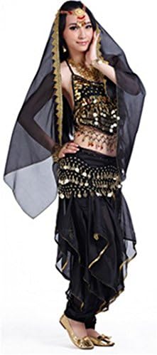 Tragarse Belly Dance Lady's Exotic 5PCS Professional Costume Set (5PCS, Black)