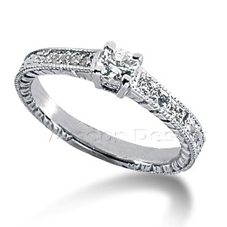 14K White Gold Round Cut Diamond Semi-mount Engagement Setting (0.25ct.tw, HI Color, SI2-3 Clarity)(CENTER STONE NOT INCLUDED)