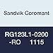 Sandvik Coromant RG123L1-0200-RO     1115 PVD Coated Carbide CoroCut 1-2 Parting and Grooving Insert for Profiling, 1 mm Nose Radius, Positive Rake Chip Breaker, Size L (Pack of 5)