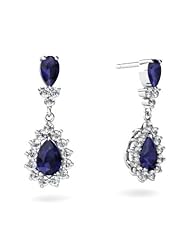 Genuine Sapphire 14kt White Gold Dangle Drop Earrings