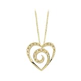 14K Yellow Gold 1/4 ct. Diamond Heart Pendant with Chain