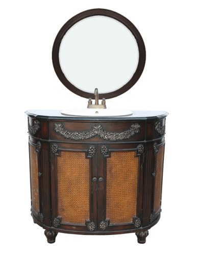 Kitchen: Aitlyn Vanity W. Galaxy Black Granite Countertop & Mirror & Ceramic Sink & Faucet