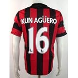 New Soccer Jersey 2012 Kun Aguero # 16 Manchester City Away Football Shirt with EPL Patch Size M-42", Xl- 46"
