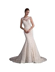 2015 Mermaid Sleeveless Illusion Lace Vintage  Dress with a Brush/Sweep Train 