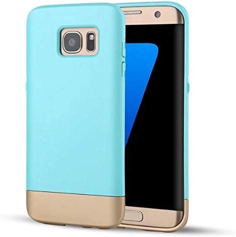 Galaxy S7 Edge Case,Fastbee [Vibrance Series] Three Piece Shock Absorbing Protection Cover for Samsung Galaxy S7 Edge (2016) - Turquoise / Gold